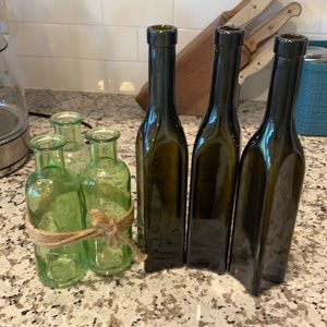 6 assorted Green bottles